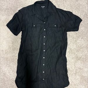 J.Crew Utility Shirt-Dress in Linen - Black - Size S